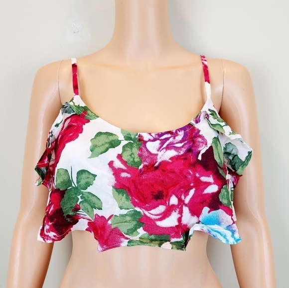 Cotton Candy floral print cropped top size M - Picture 7 of 7